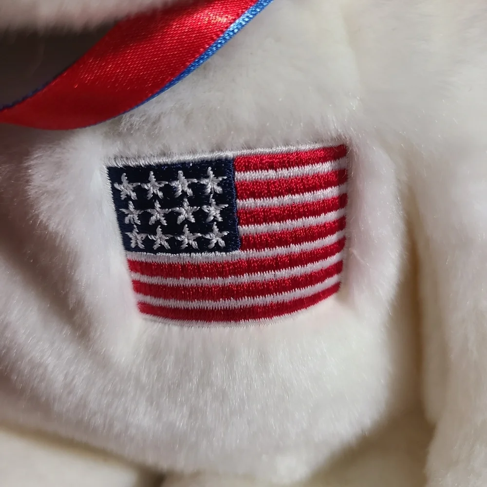 TY‎ Beanie Baby Buddy LIBEARTY the Patriotic White Bear 4th Flag Liberty Vintage